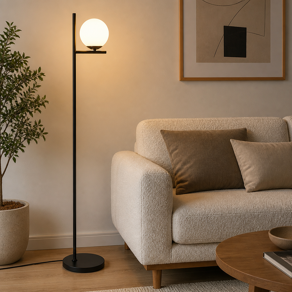Industrial Matte Black Foot-Switch Floor Lamp