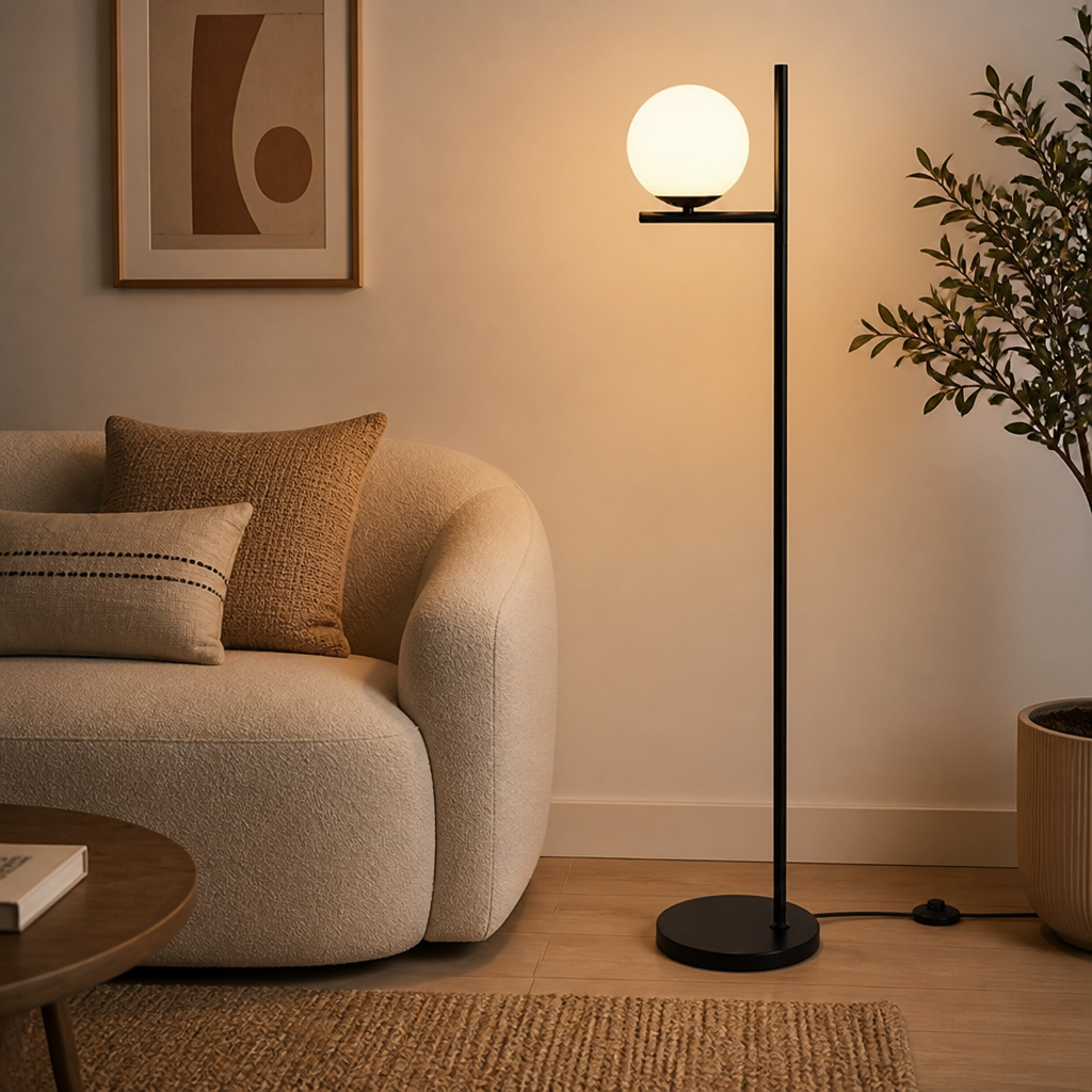 Industrial Matte Black Foot Switch Floor Lamp