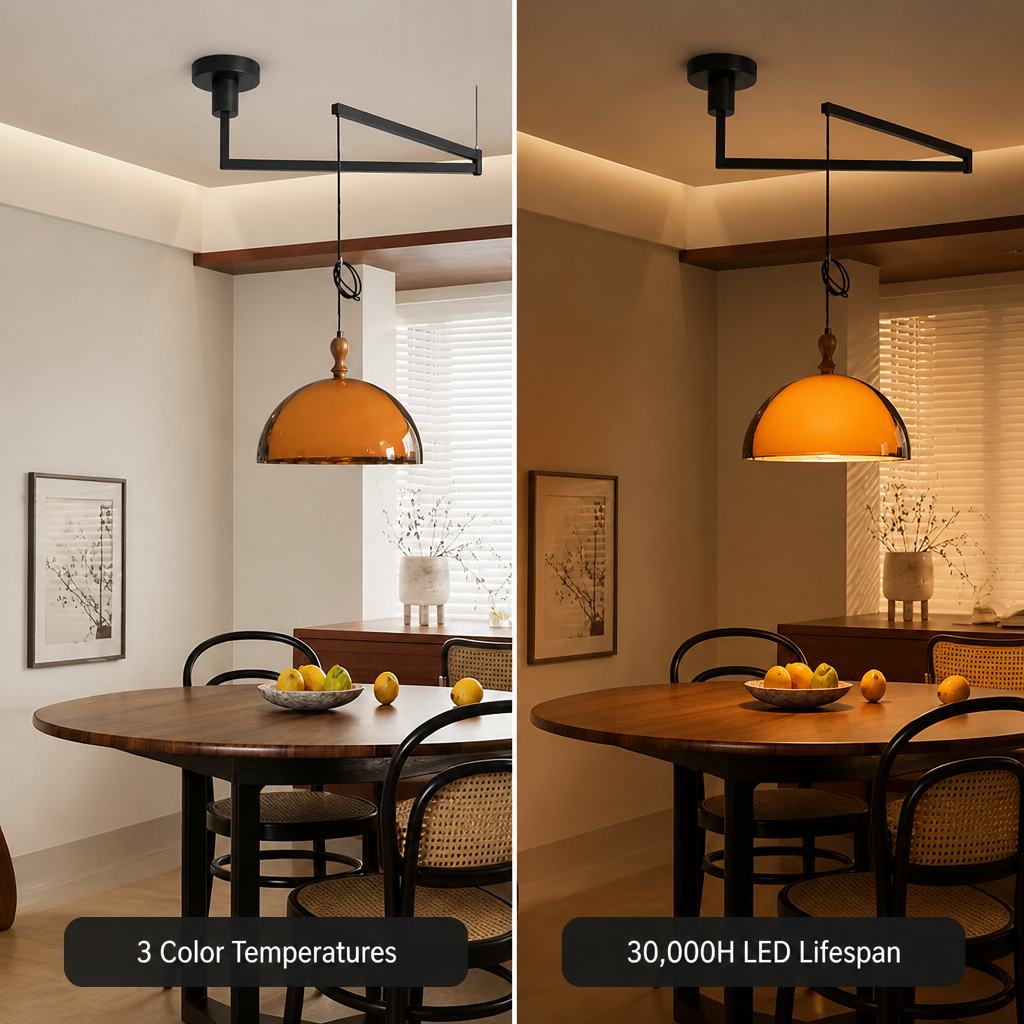 Industrial Metal LED Adjustable Arm Pendant Light