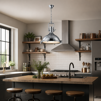 Industrial Metal LED Eye-Safe Pendant Light