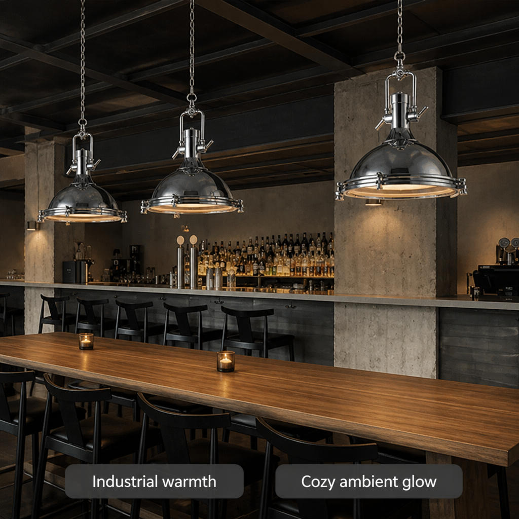 Industrial Metal LED Eye-Safe Pendant Light