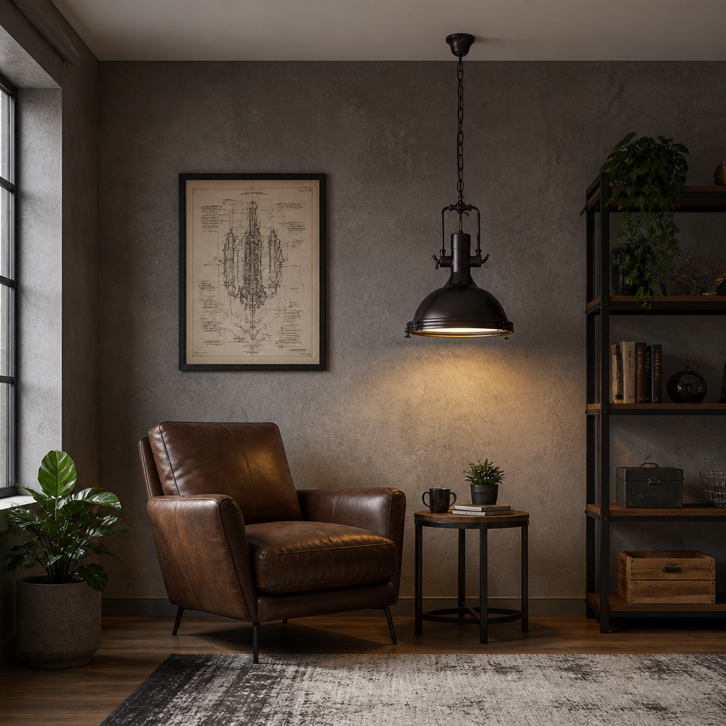 Industrial Metal LED Eye-Safe Pendant Light