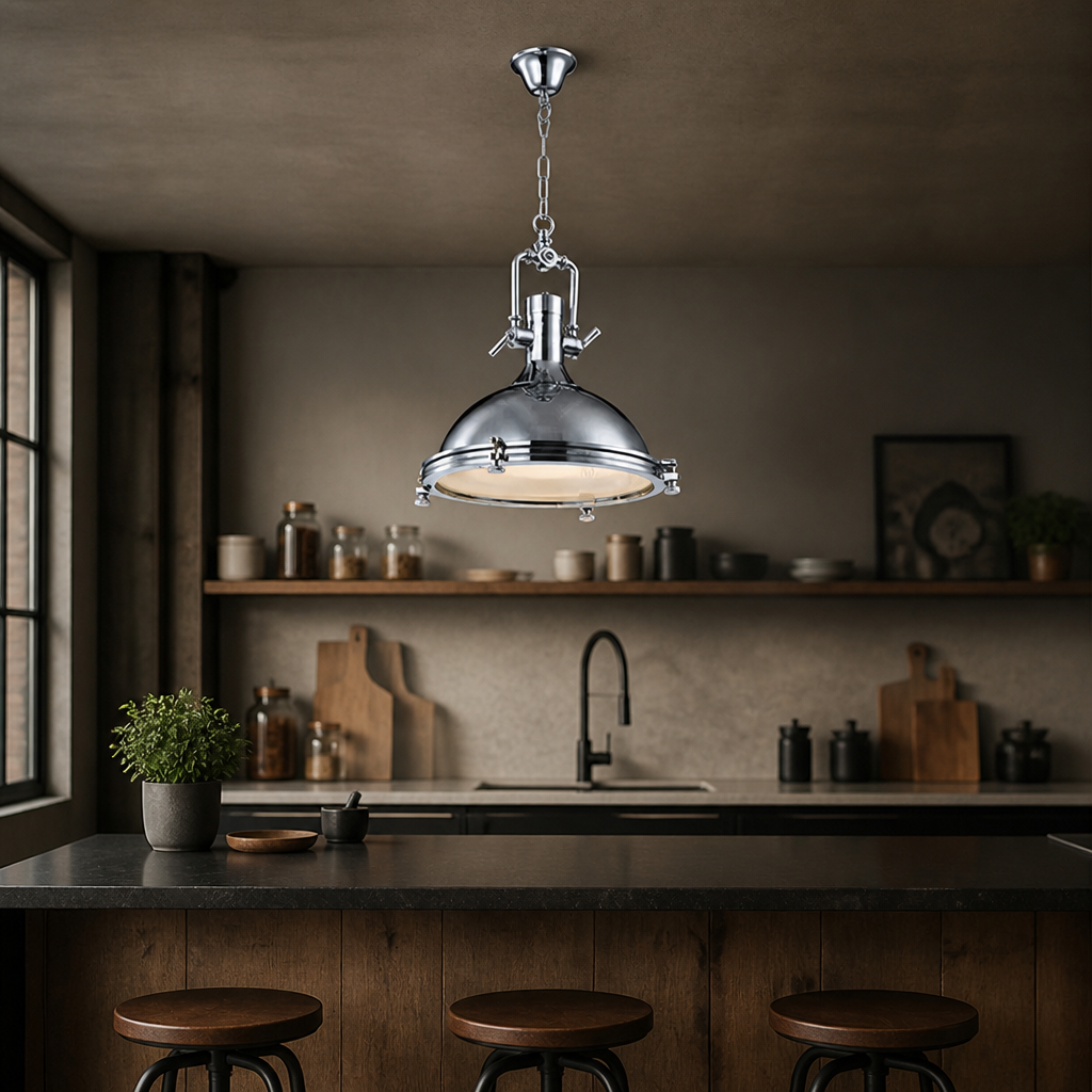 Industrial Metal LED Eye-Safe Pendant Light