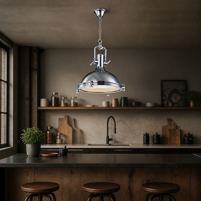 Industrial Metal LED Eye-Safe Pendant Light