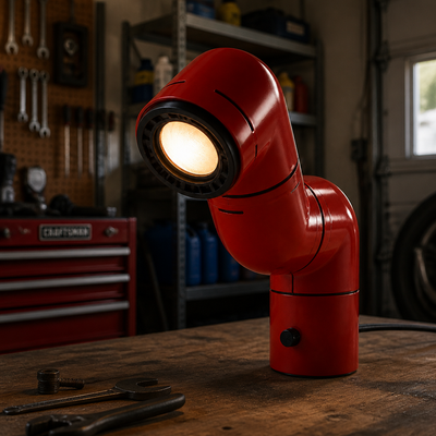 Industrial Red & White Water-Pipe Floor Lamp