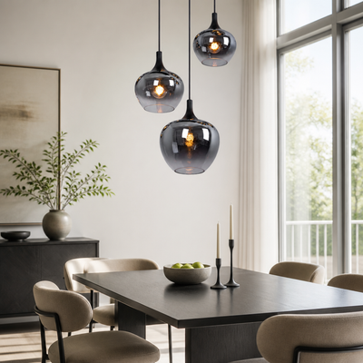 Industrial Smoked Glass Linear Pendant Light