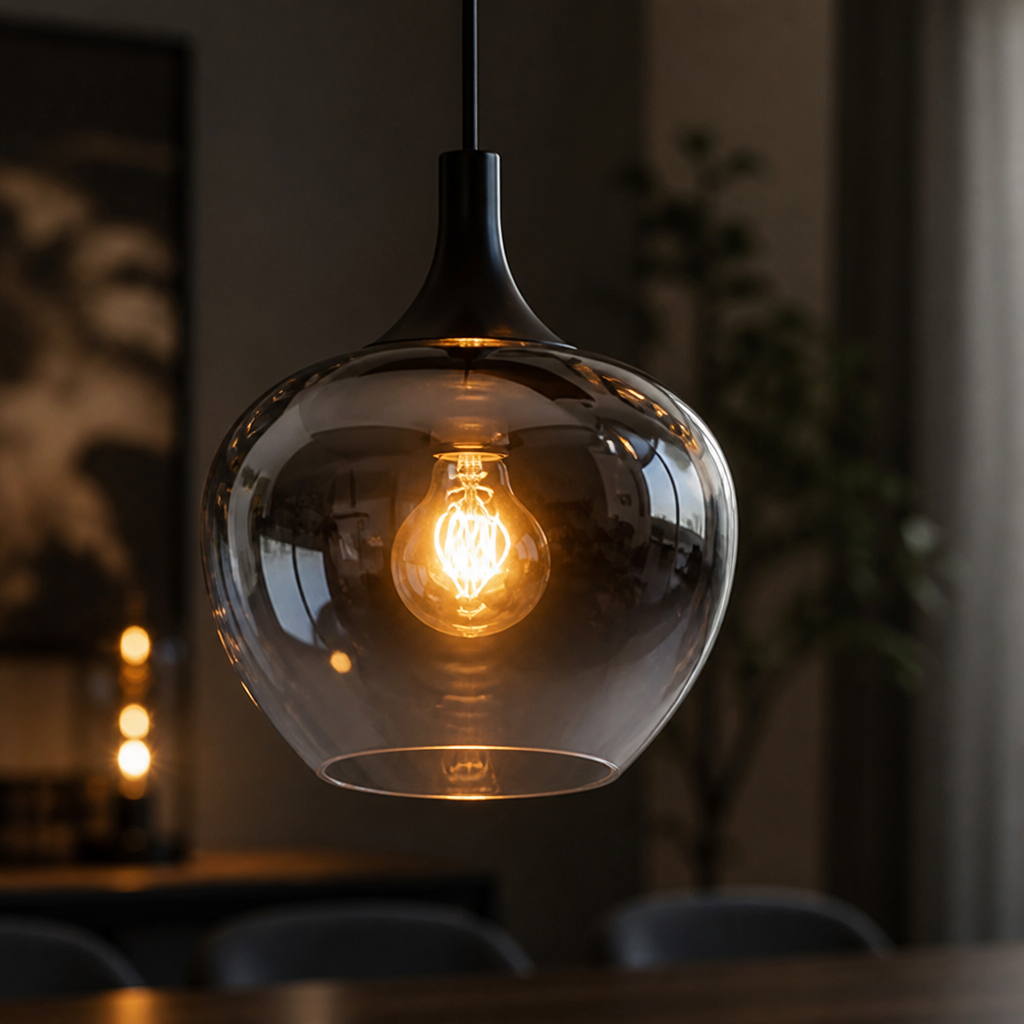 Industrial Smoked Glass Linear Pendant Light