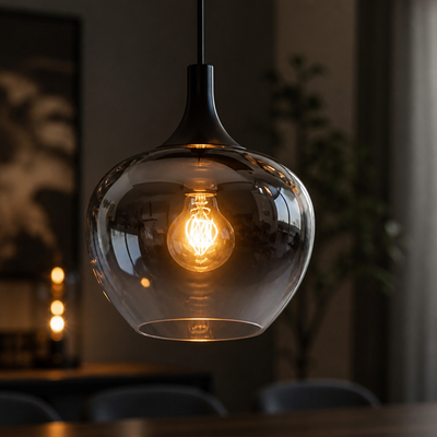 Industrial Smoked Glass Linear Pendant Light