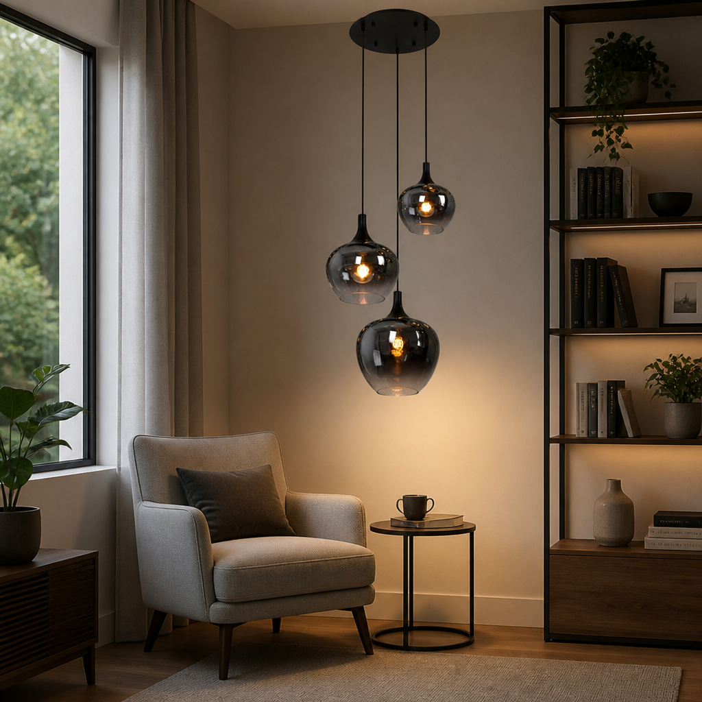 Industrial Smoked Glass Linear Pendant Light