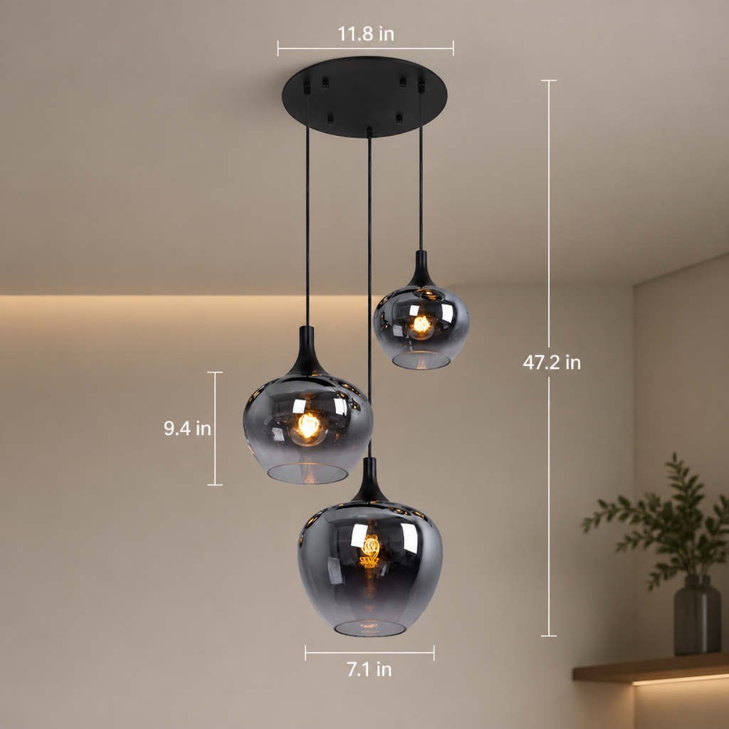 Industrial Smoked Glass Linear Pendant Light