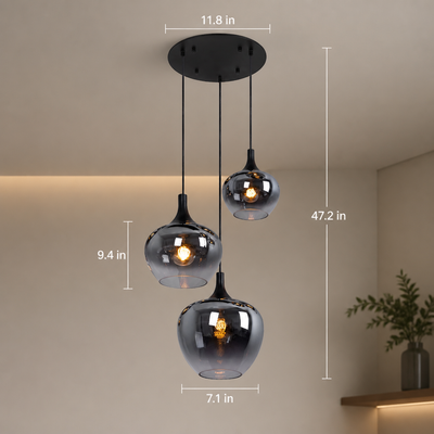Industrial Smoked Glass Linear Pendant Light