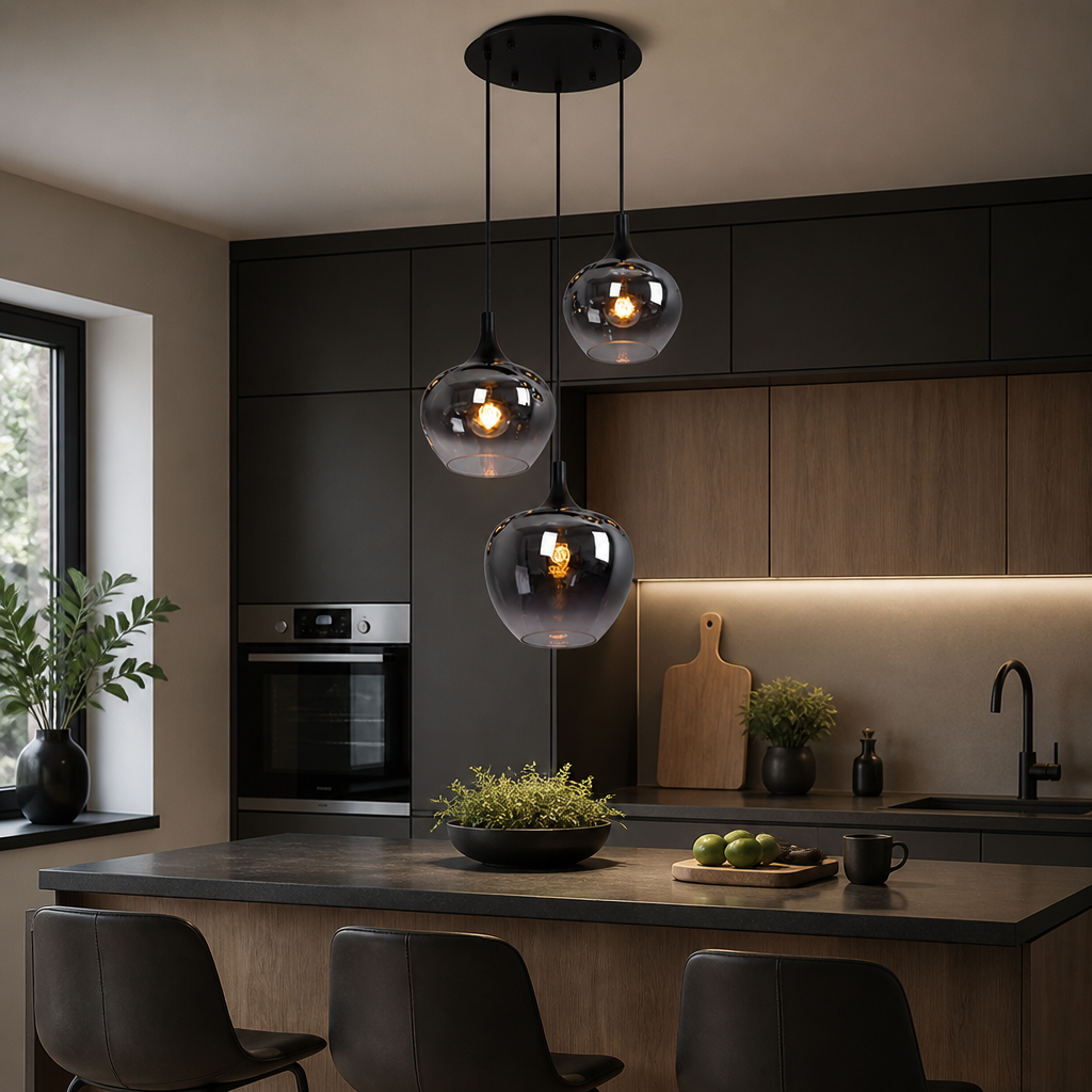 Industrial Smoked Glass Linear Pendant Light