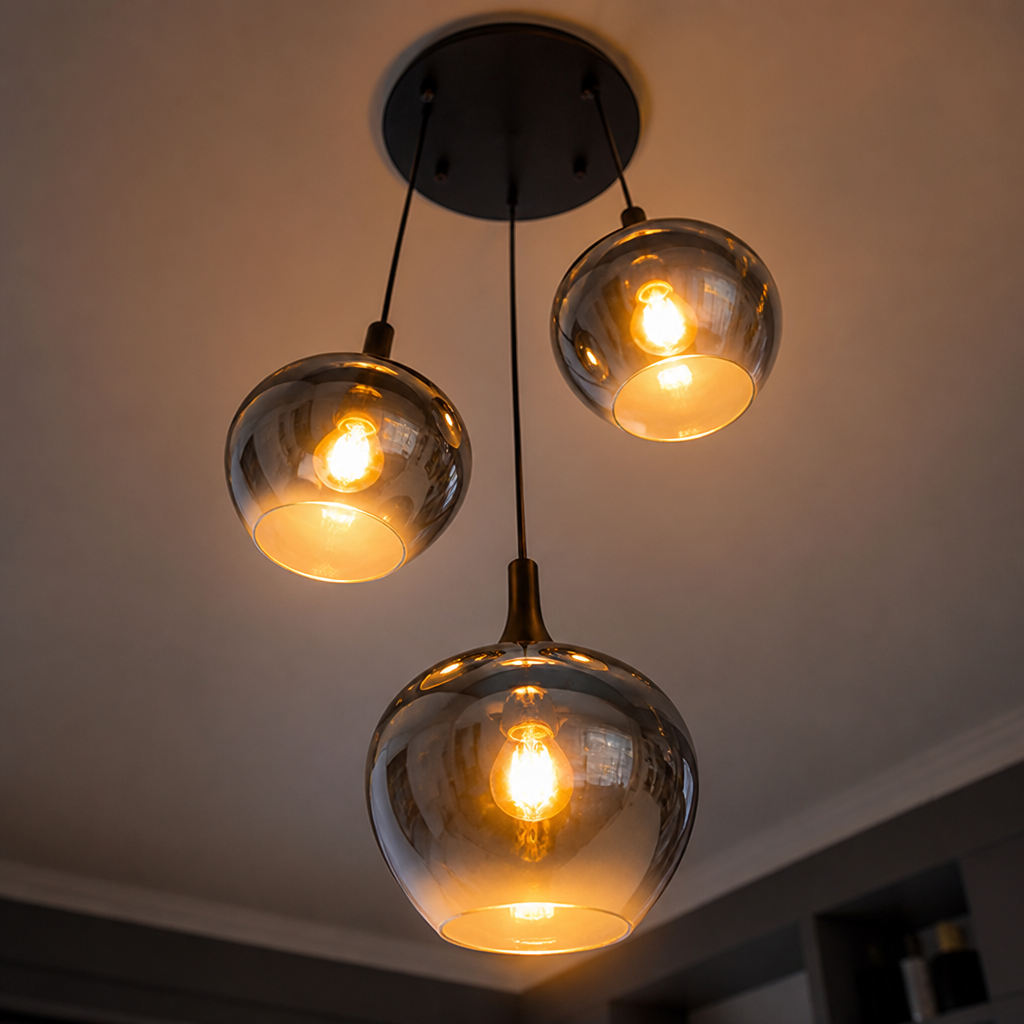 Industrial Smoked Glass Linear Pendant Light