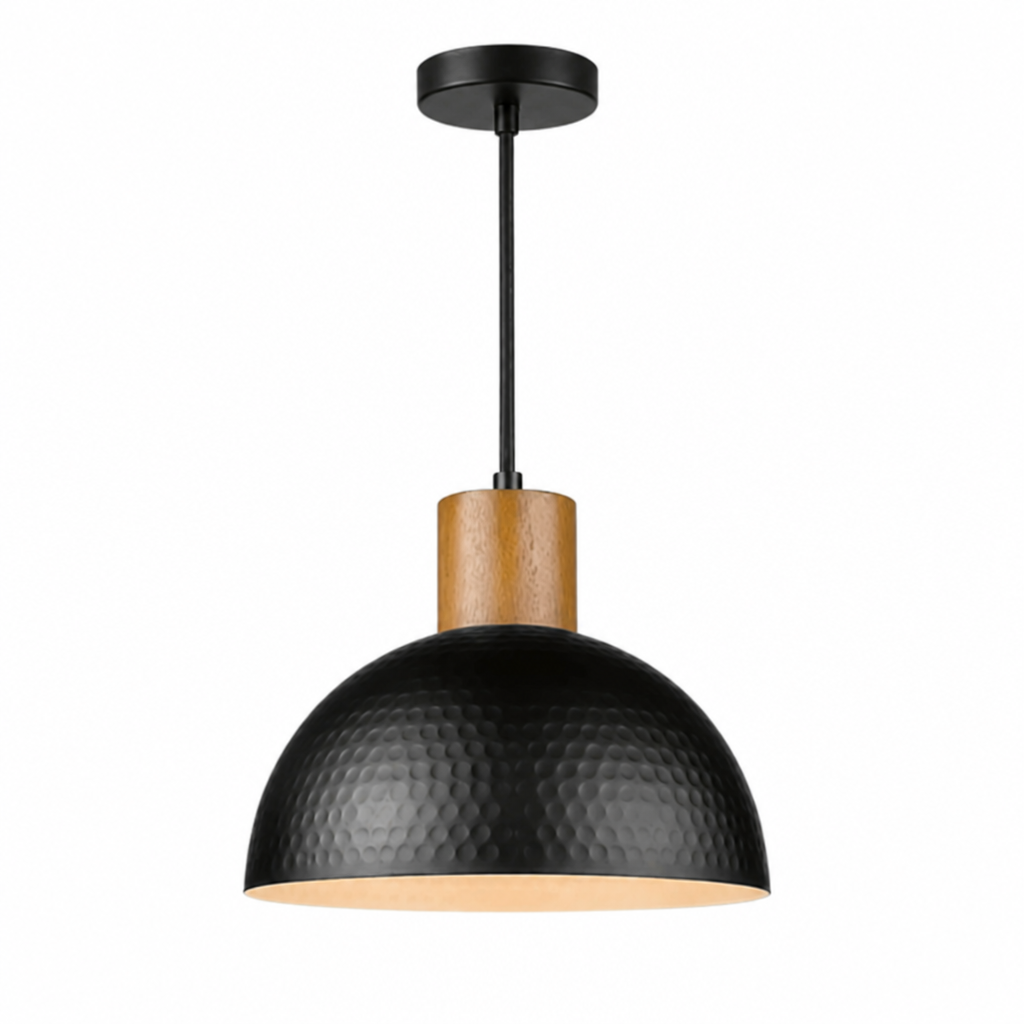 Industrial Wrought Iron Dome Pendant Light