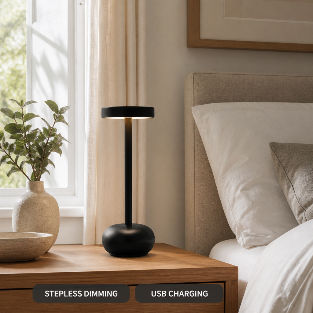 Industrial Wrought Iron LED I-Beam Table Lamp