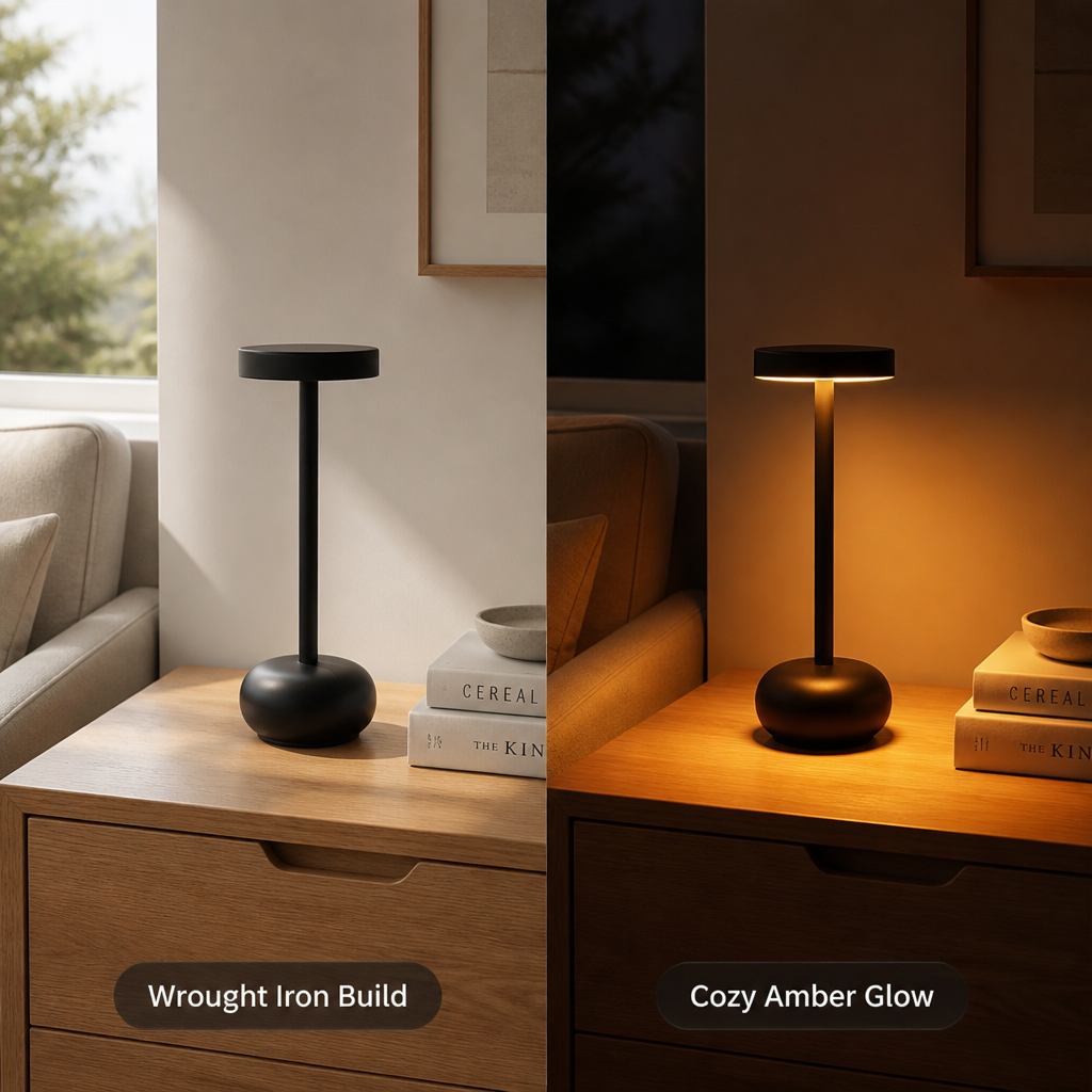 Industrial Wrought Iron LED I-Beam Table Lamp