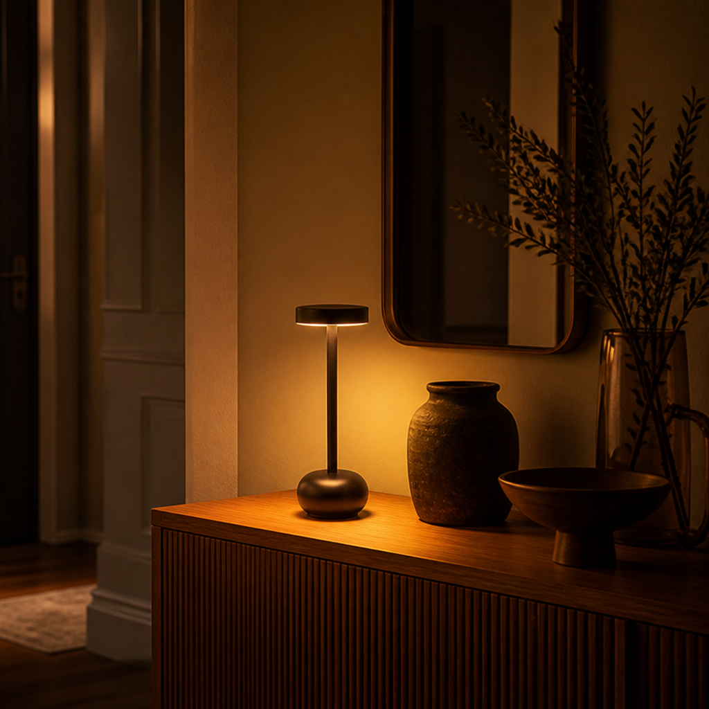 Industrial Wrought Iron LED I-Beam Table Lamp