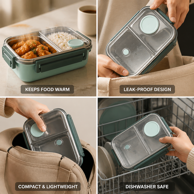 Insulated Food Container Leak-Proof Lid Compact Lightweight Dishwasher Safe