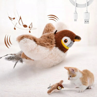Interactive Cat Toy Lifelike Wings & Bird Sounds USB Rechargeable