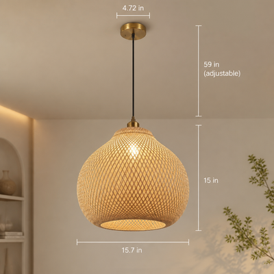 Japandi Bamboo Woven Pendant Light