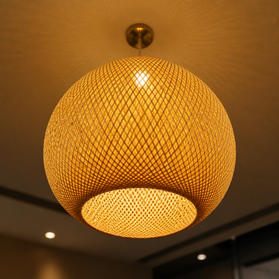Japandi Bamboo Woven Pendant Light