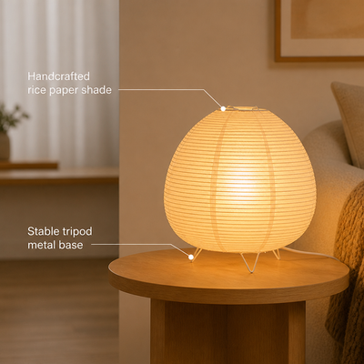 Japandi Rice Paper LED Table Lamp