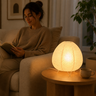 Japandi Rice Paper LED Table Lamp