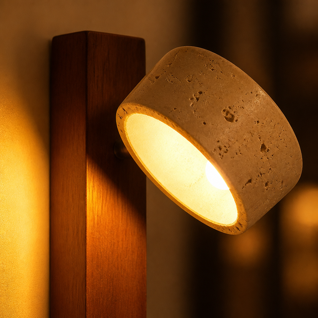 Japandi Travertine LED Rotating Wall Sconce