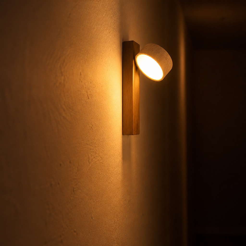 Japandi Travertine LED Rotating Wall Sconce