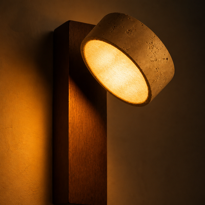 Japandi Travertine LED Rotating Wall Sconce