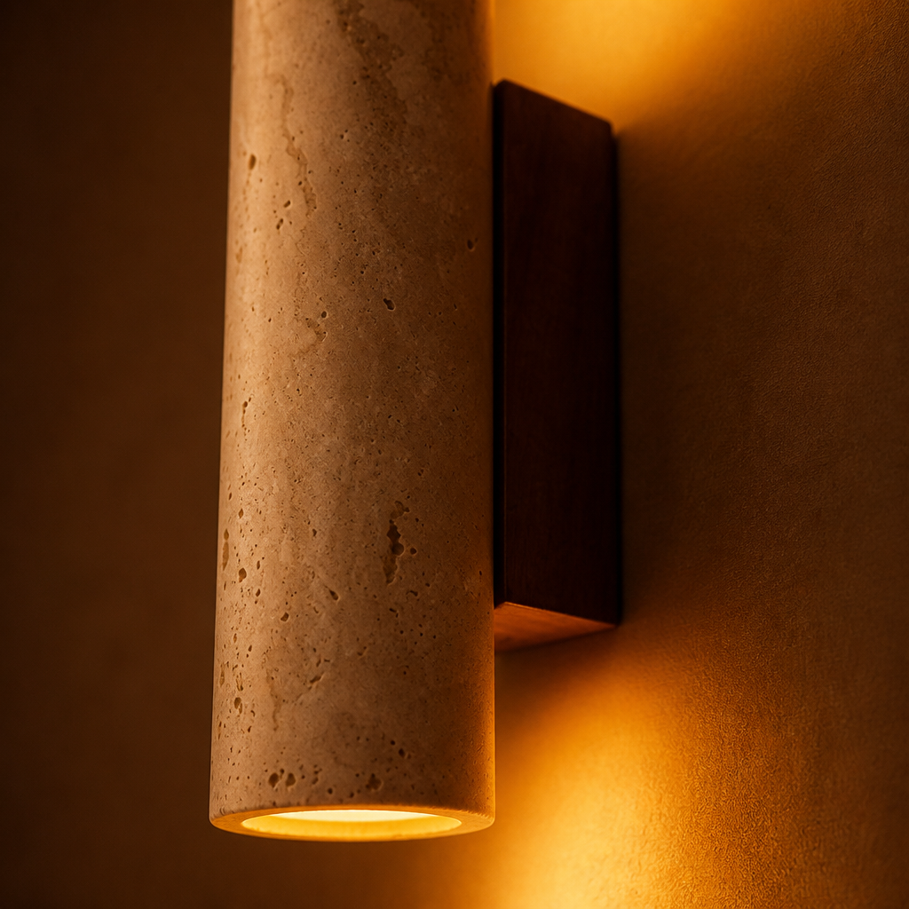 Japandi Travertine LED Wall Sconce