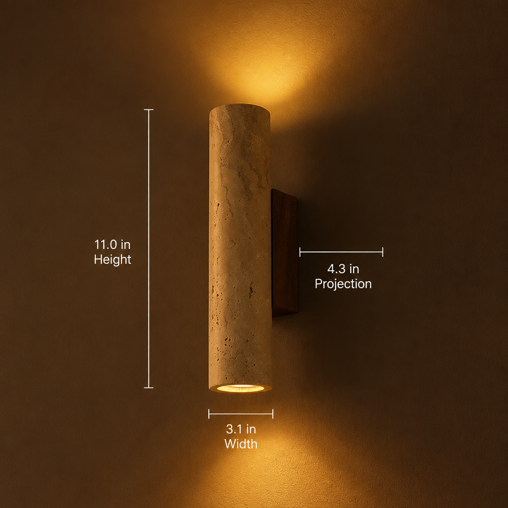 Japandi Travertine LED Wall Sconce