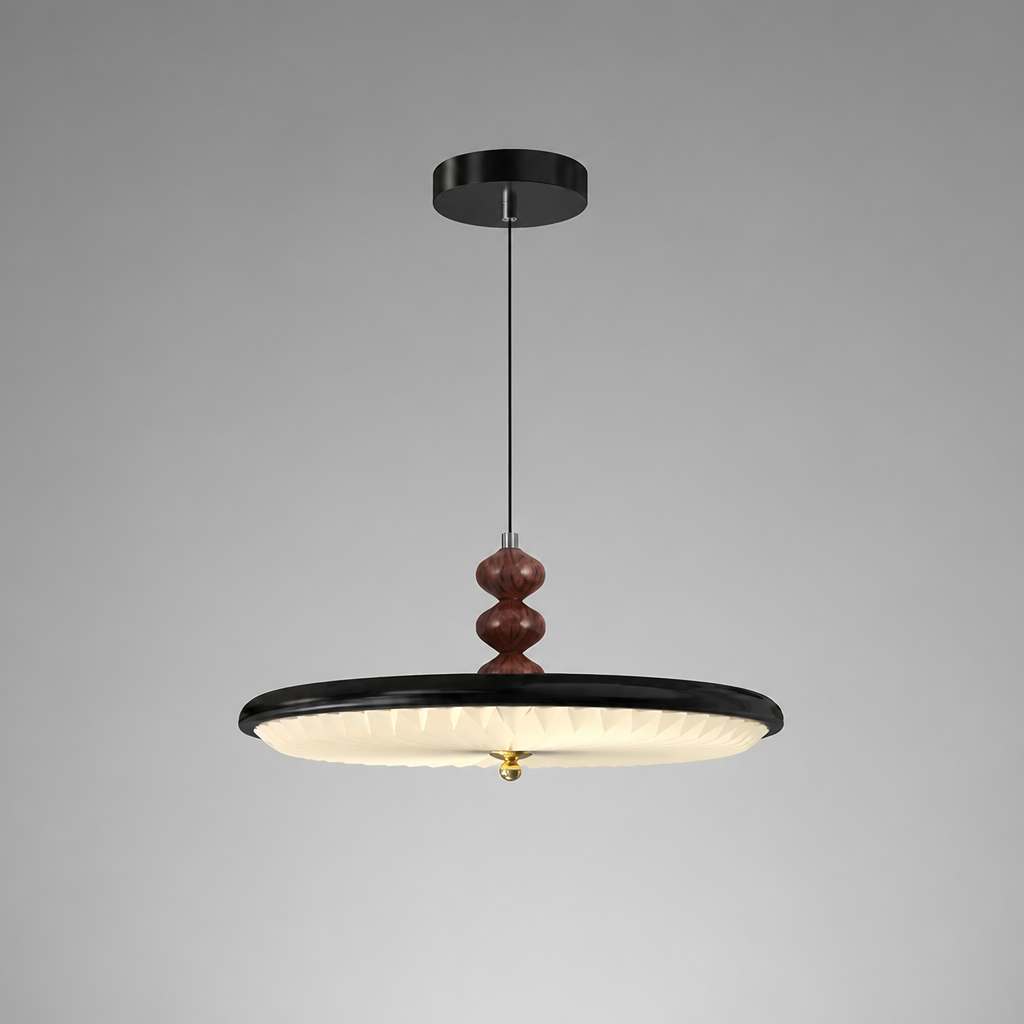 Japandi Walnut Wood LED Pendant Light