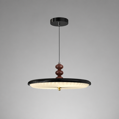 Japandi Walnut Wood LED Pendant Light
