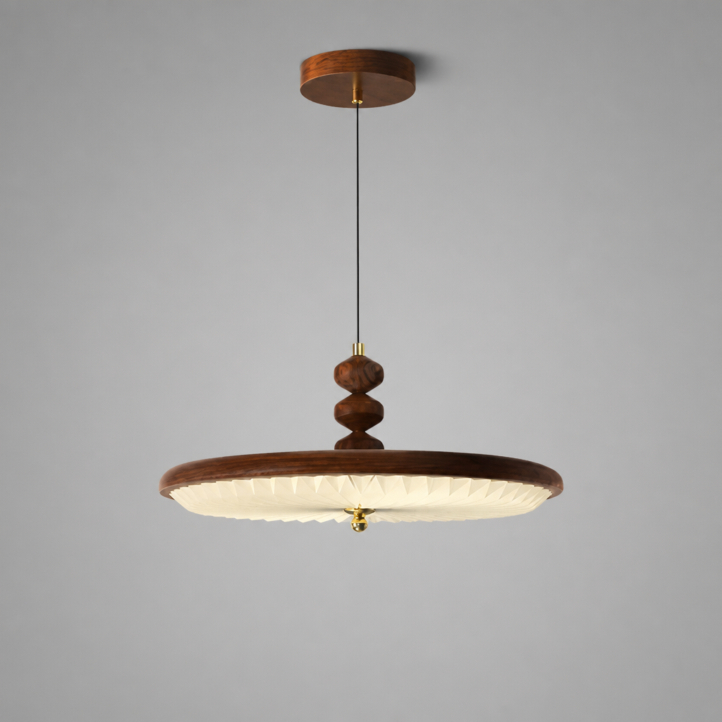 Japandi Walnut Wood LED Pendant Light