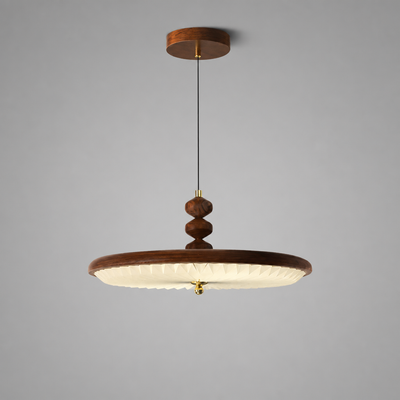 Japandi Walnut Wood LED Pendant Light