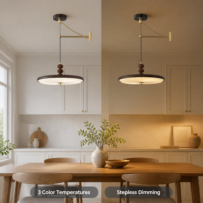 Japandi Walnut Wood LED Pendant Light
