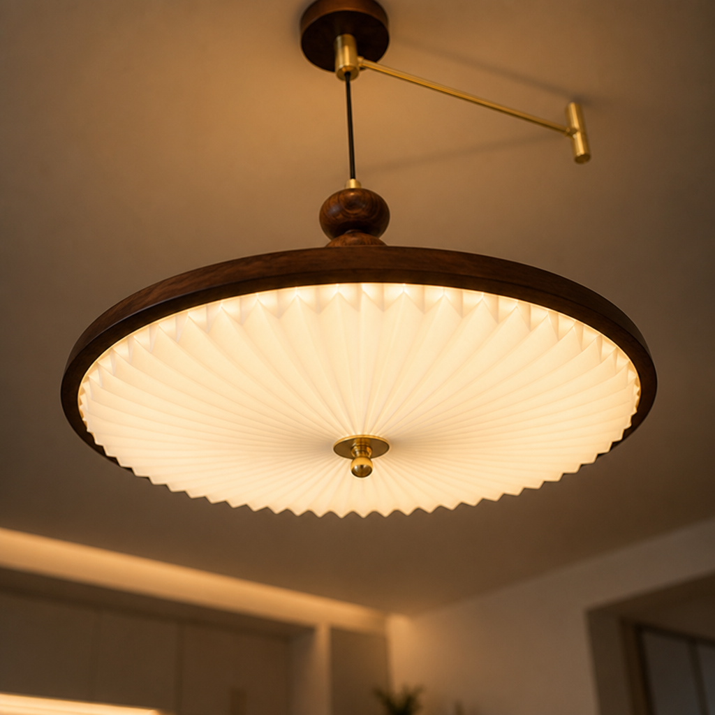 Japandi Walnut Wood LED Pendant Light