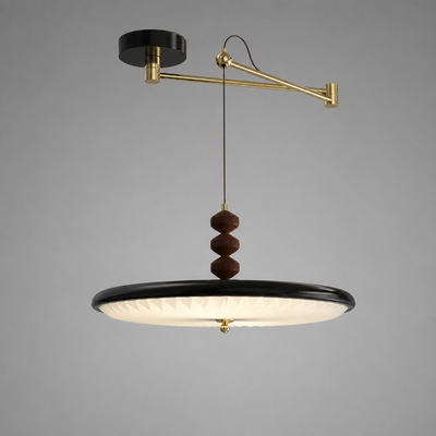 Japandi Walnut Wood LED Pendant Light