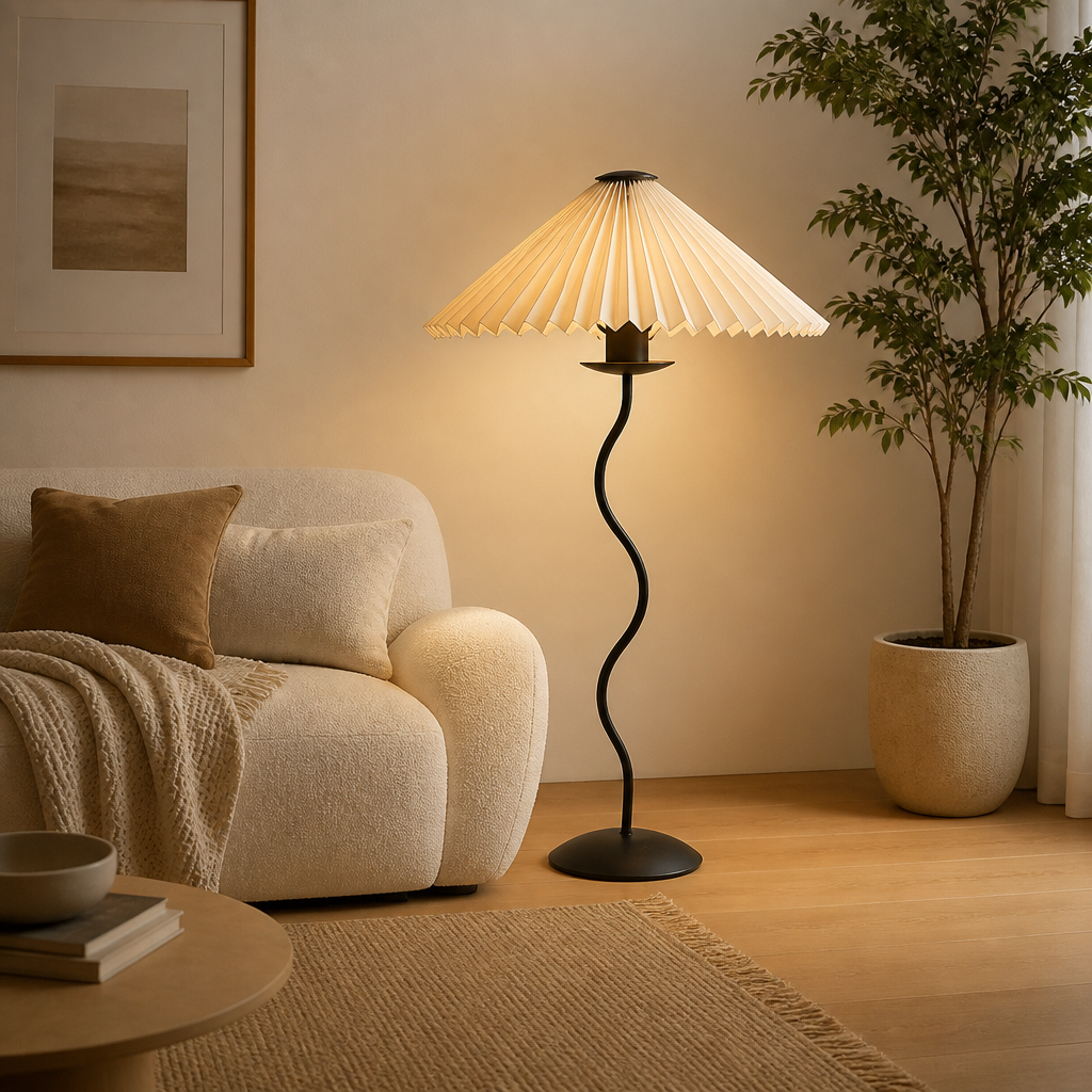 Japanese Fabric Shade LED Floor Lamp