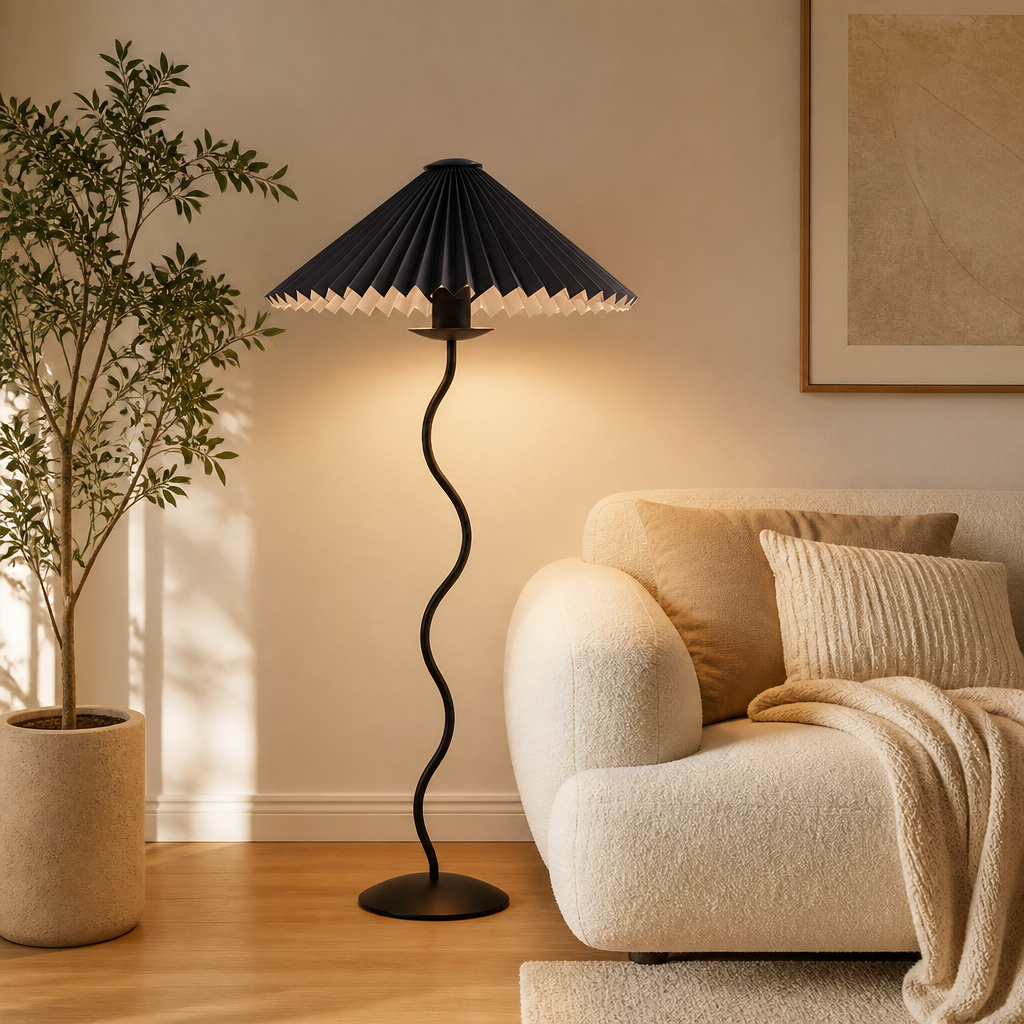 Japanese Fabric Shade LED Floor Lamp