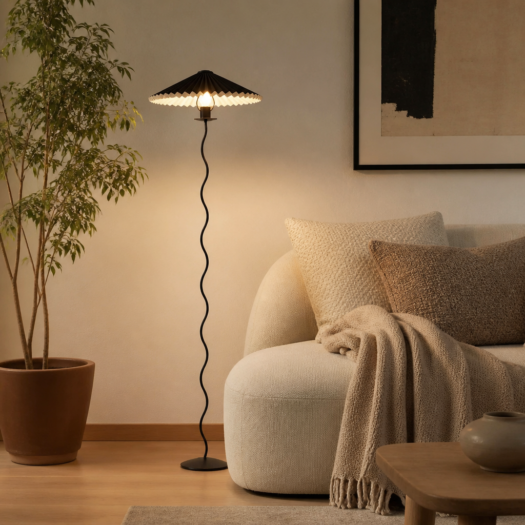 Japanese Fabric Shade LED Floor Lamp