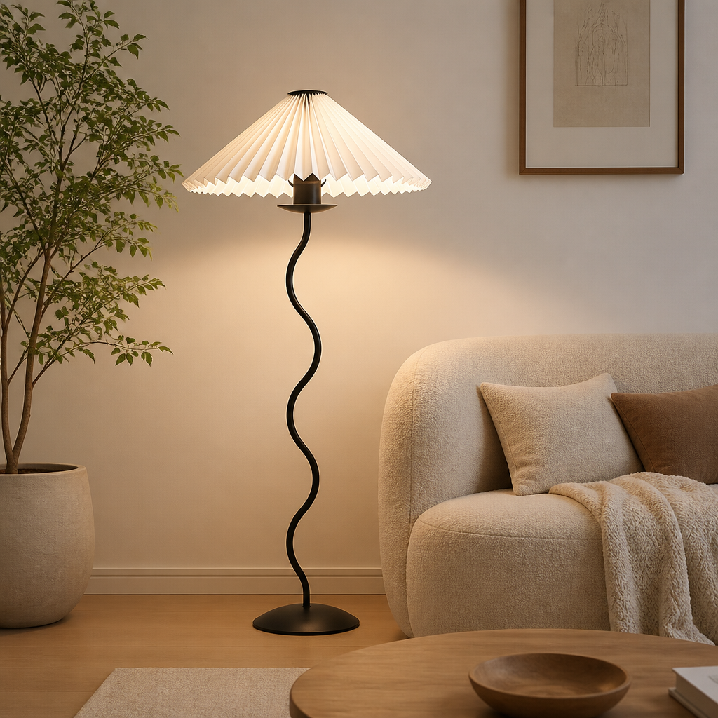 Japanese Fabric Shade LED Floor Lamp