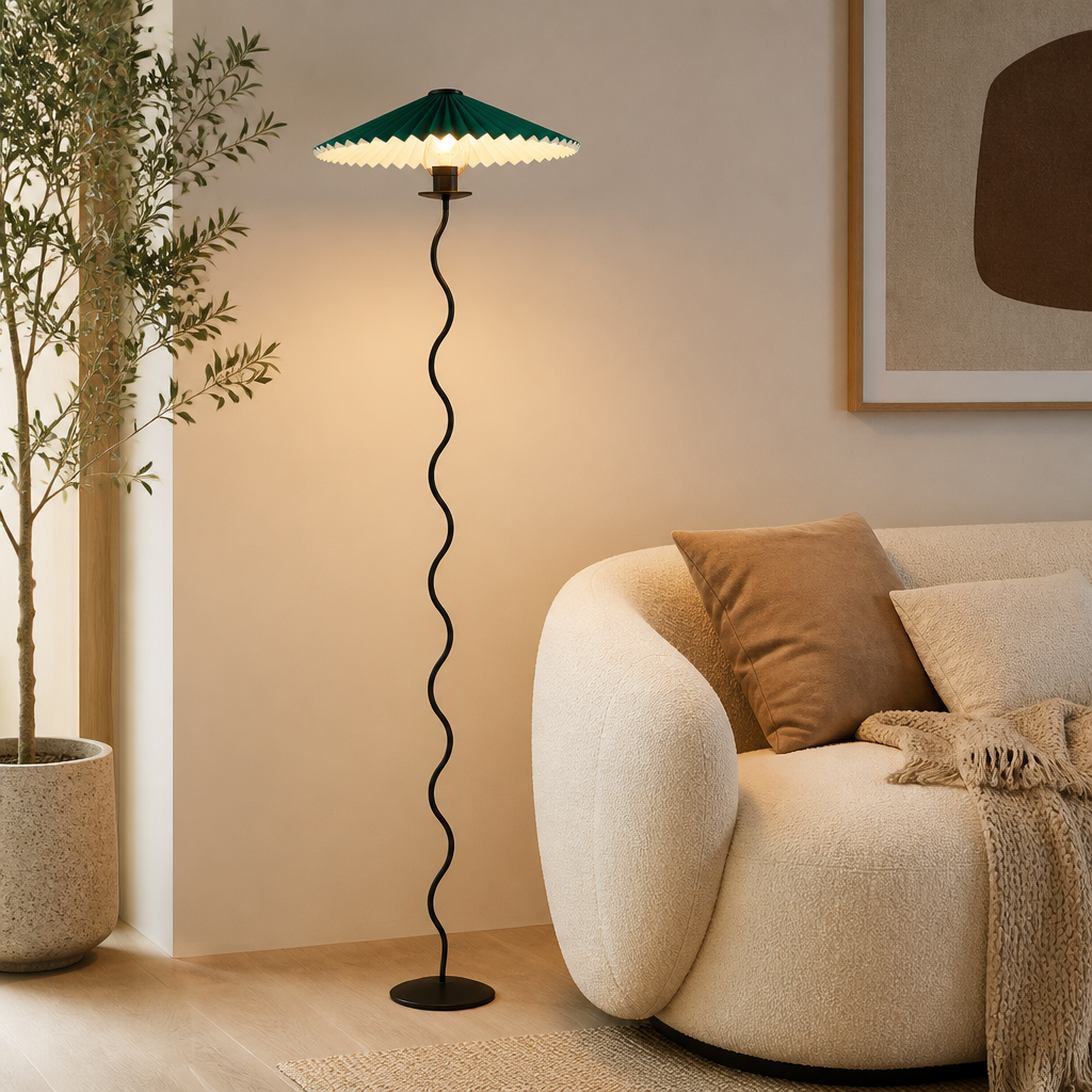 Japanese Fabric Shade LED Floor Lamp