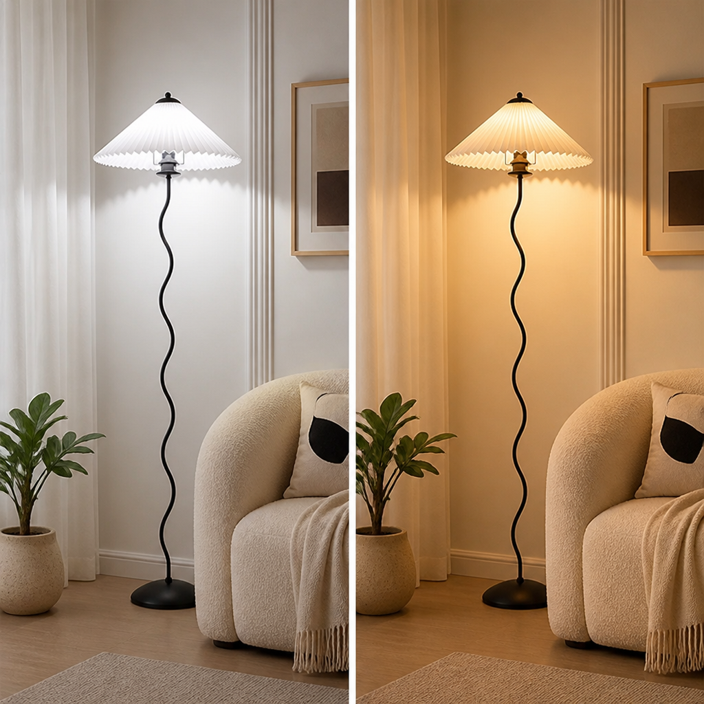 Japanese Fabric Shade LED Floor Lamp