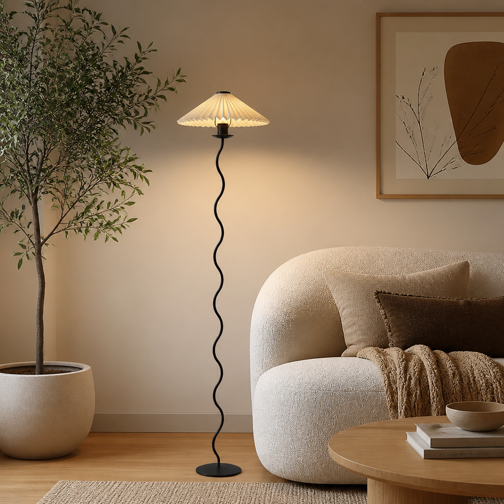 Japanese Fabric Shade LED Floor Lamp