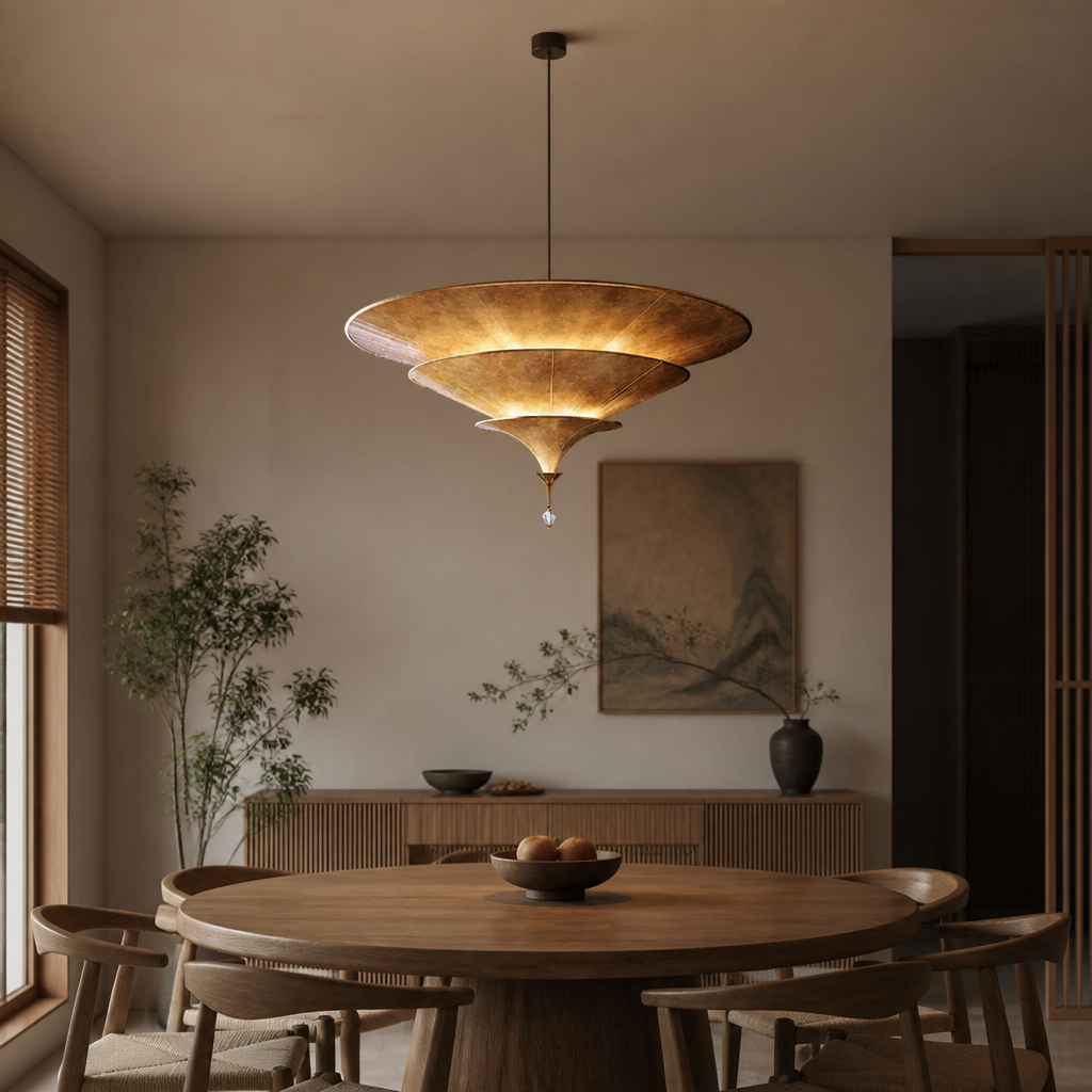 Japanese Handwoven Bamboo Umbrella Pendant Light
