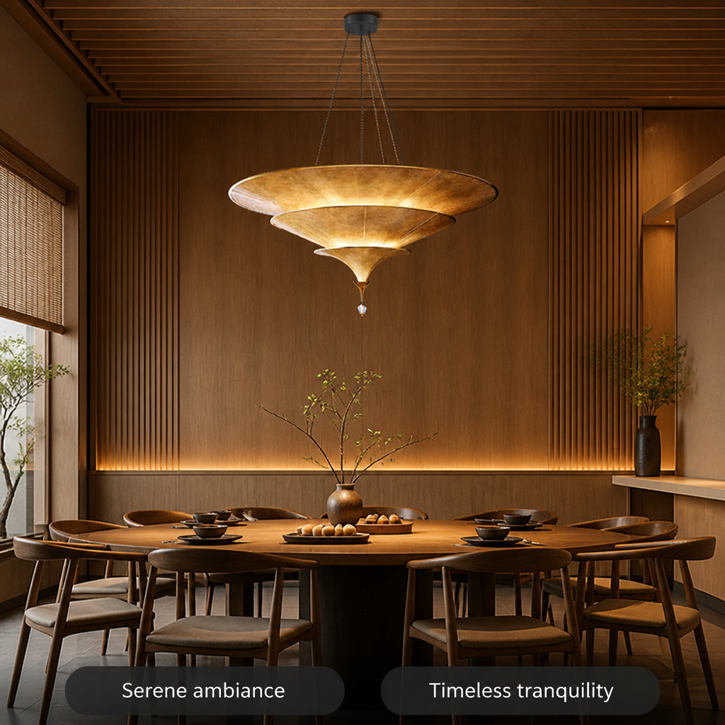 Japanese Handwoven Bamboo Umbrella Pendant Light