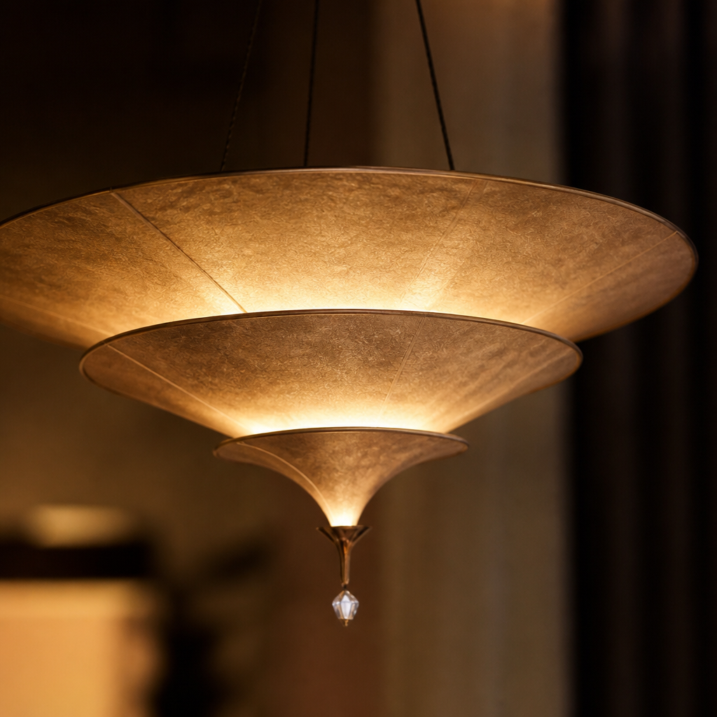 Japanese Handwoven Bamboo Umbrella Pendant Light
