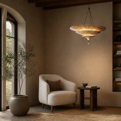 Japanese Handwoven Bamboo Umbrella Pendant Light